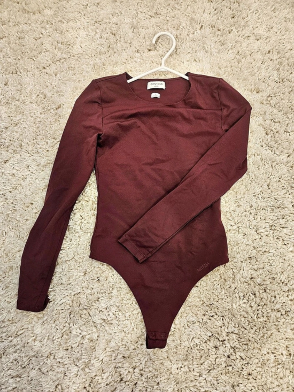 Aritzia Original Contour Prosperity Crew Bodysuit Burgundy Small - Picture 5 of 7